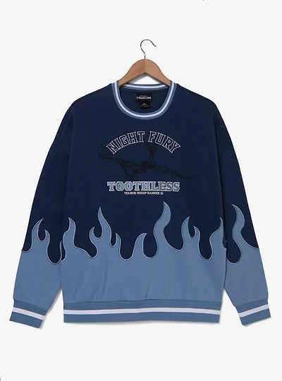 Dreamworks How To Train Your Dragon Toothless Flame Panel Crewneck - BoxLunch Exclusive