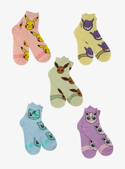 Pokémon Faces Quarter Crew Sock Set