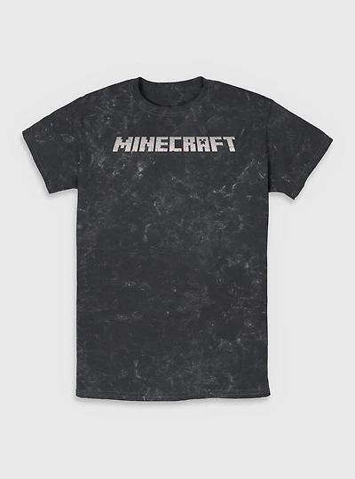 Minecraft Logo Black Mineral Wash T-Shirt