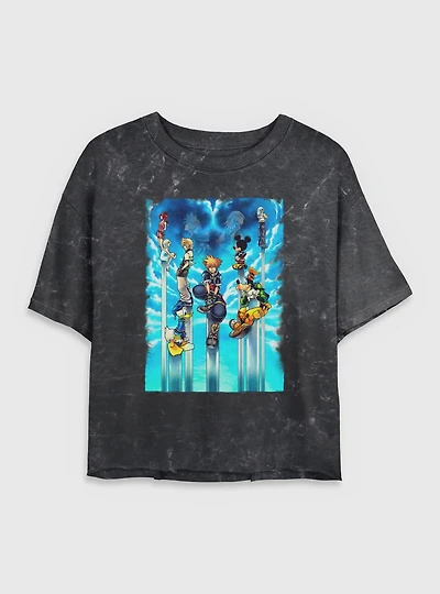 Disney Kingdom Hearts Sky Mineral Wash Womens Crop T-Shirt