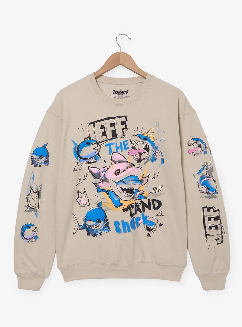 Marvel Rivals Jeff the Land Shark Doodle Portraits Women's Crewneck - BoxLunch Exclusive