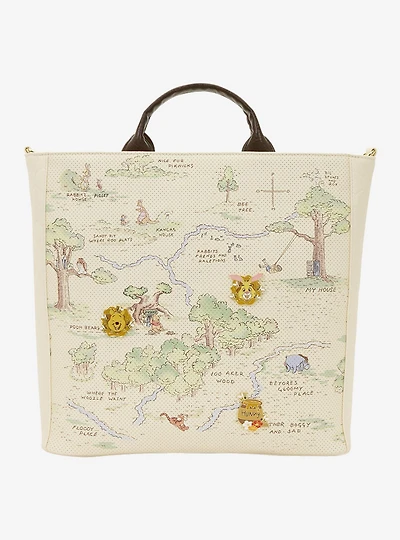 Loungefly Disney Winnie the Pooh Hundred Acre Wood Map Pin Display Tote Bag