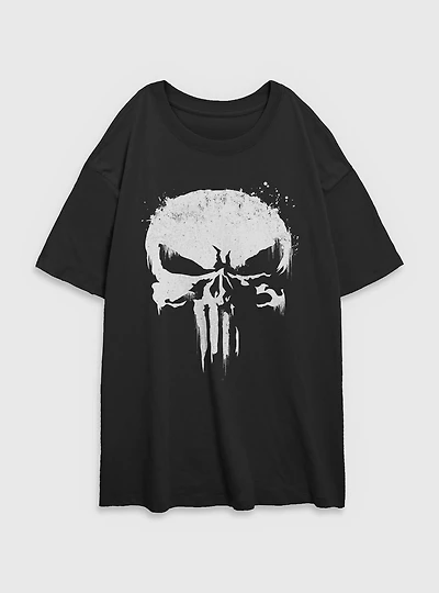 Marvel Punisher White Out Womens Oversized T-Shirt