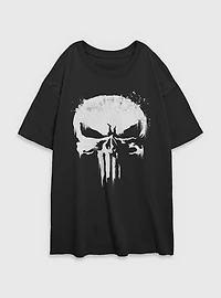 Marvel Punisher White Out Womens Oversized T-Shirt