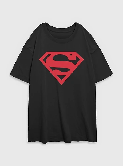 DC Superman Big Super Emblem Womens Oversized T-Shirt