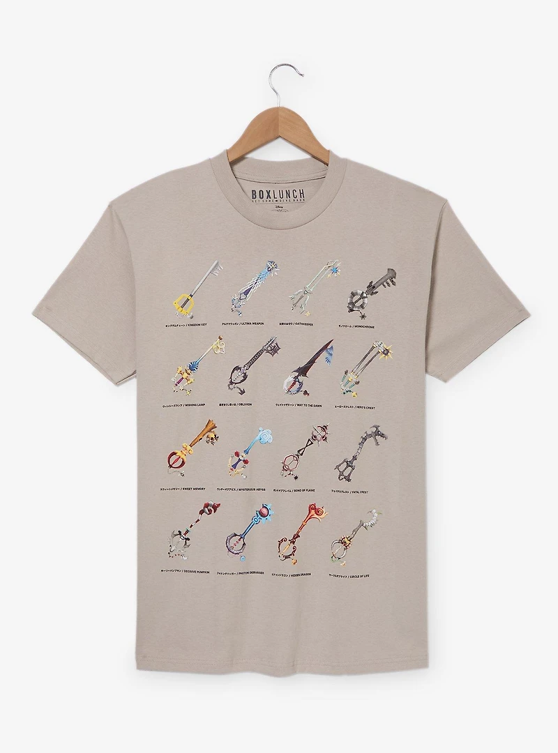 Disney Kingdom Hearts Keyblade Chart T-Shirt - BoxLunch Exclusive
