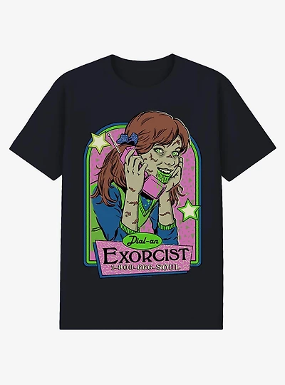 Steven Rhodes Dial An Exorcist Black T-Shirt