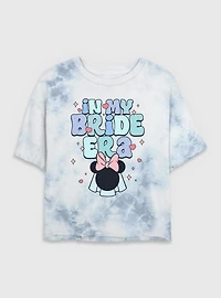 Disney Minnie Mouse My Bride Era Tie Dye Crop Womens T-Shirt