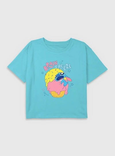 Disney Lilo & Stitch Brain Freeze Youth Girls Boxy Crop T-Shirt