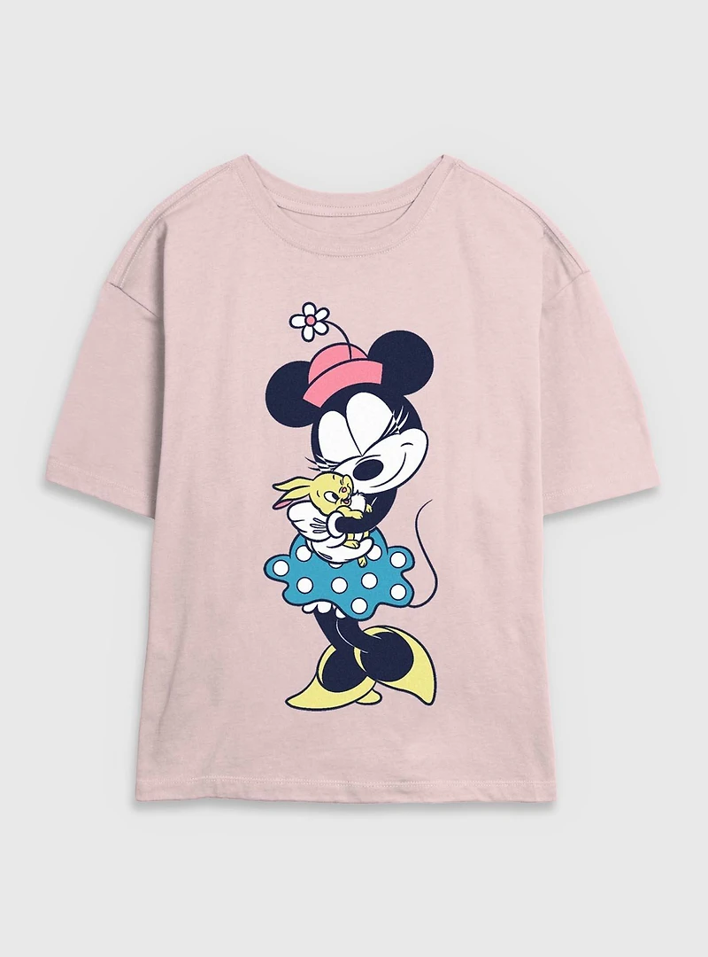 Disney Minnie Mouse And Bunny Womens Skimmer T-Shirt