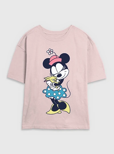 Disney Minnie Mouse And Bunny Womens Skimmer T-Shirt
