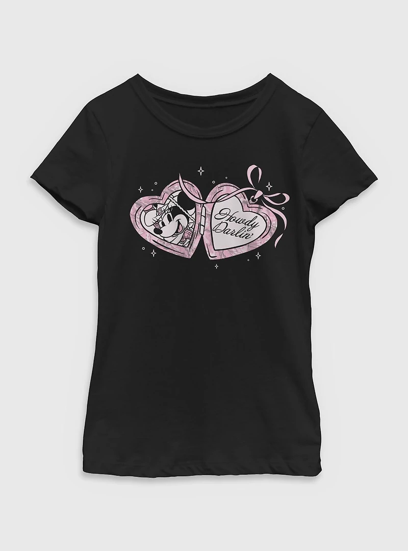 Disney Minnie Mouse Coquette Howdy Camo Darlin Youth Girls T-Shirt