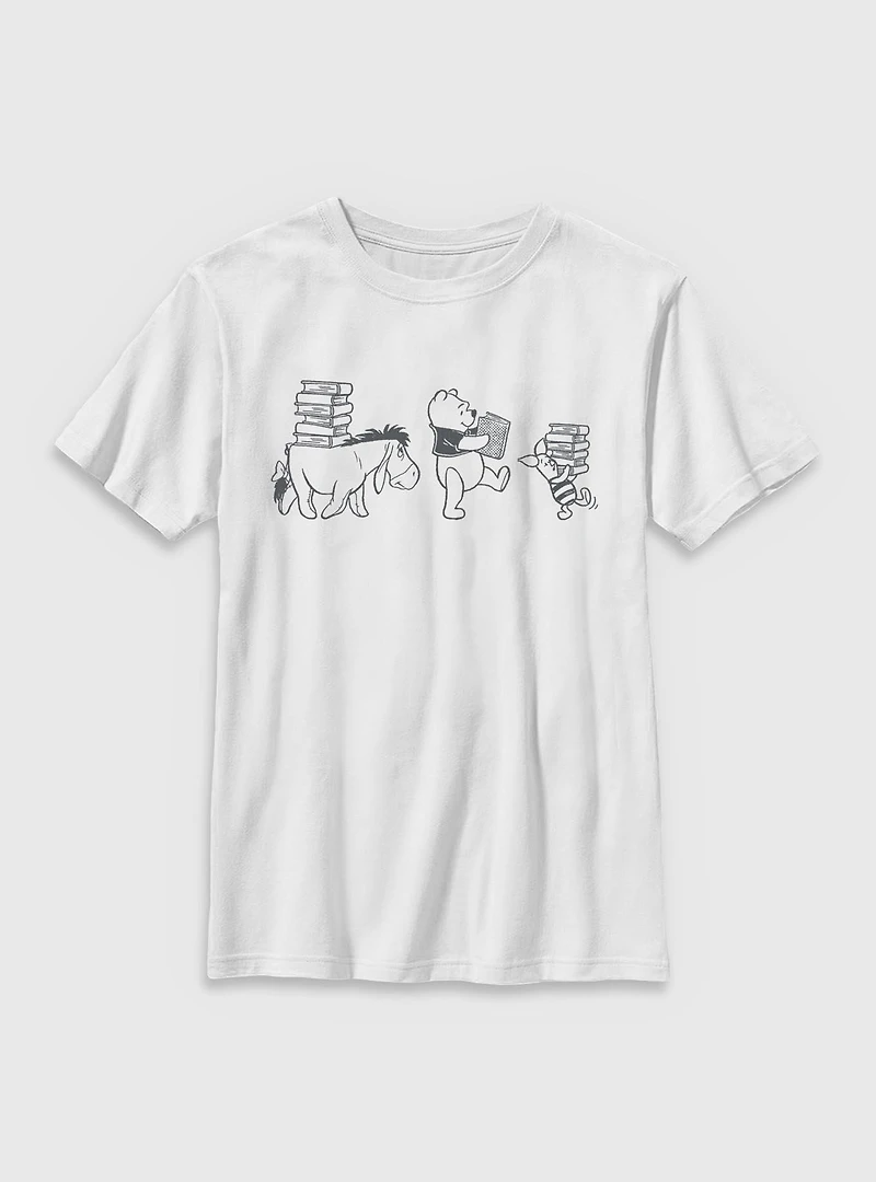 Disney Winnie The Pooh Carrying Books Youth T-Shirt
