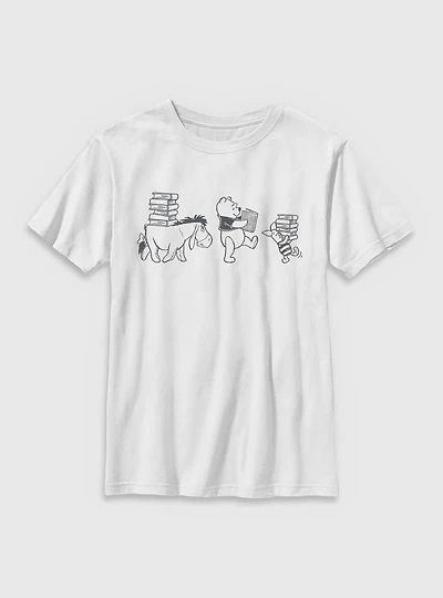 Disney Winnie The Pooh Carrying Books Youth T-Shirt