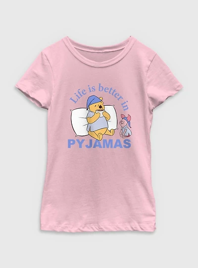 Disney Winnie The Pooh Life Is Better Pyjamas Youth Girls T-Shirt