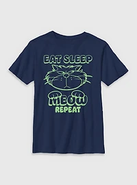 Disney Cinderella Lucifer Eat Sleep Meow Repeat Youth T-Shirt