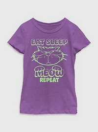 Disney Cinderella Lucifer Eat Sleep Meow Repeat Youth Girls T-Shirt