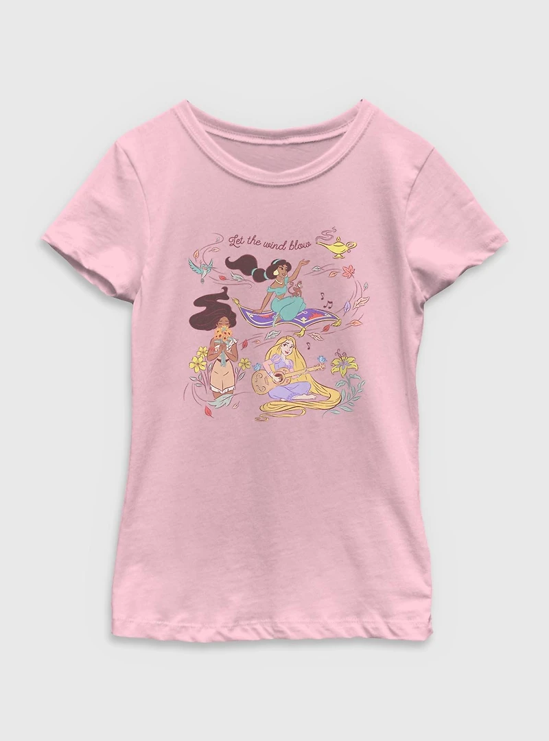 Disney Princesses Let The Wind Blow Youth Girls T-Shirt
