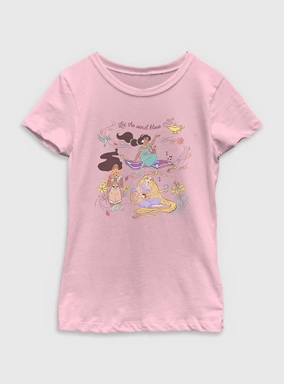 Disney Princesses Let The Wind Blow Youth Girls T-Shirt