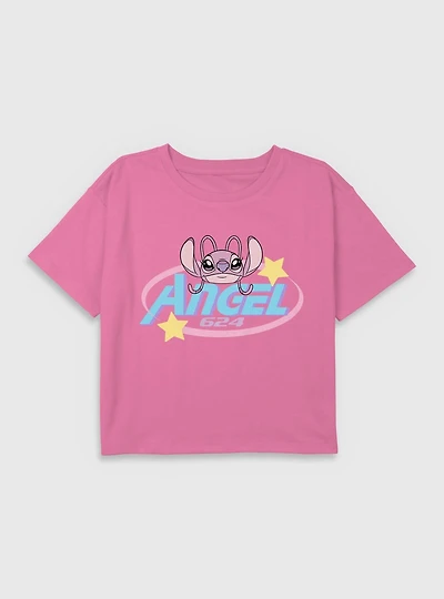 Disney Lilo & Stitch Angel 624 Galactic Youth Girls Boxy Crop T-Shirt