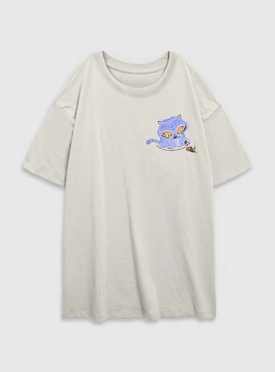 KPop Demon Hunters Chibi Derpy Tiger And Plant Corner Womens Oversized T-Shirt