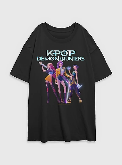 KPop Demon Hunters Huntrix Group  Womens Oversized T-Shirt