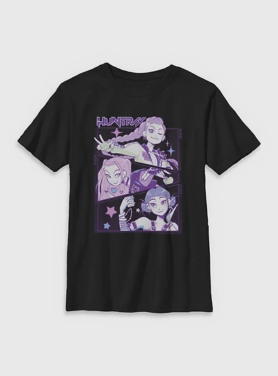 KPop Demon Hunters Huntrix Group Panels Youth T-Shirt