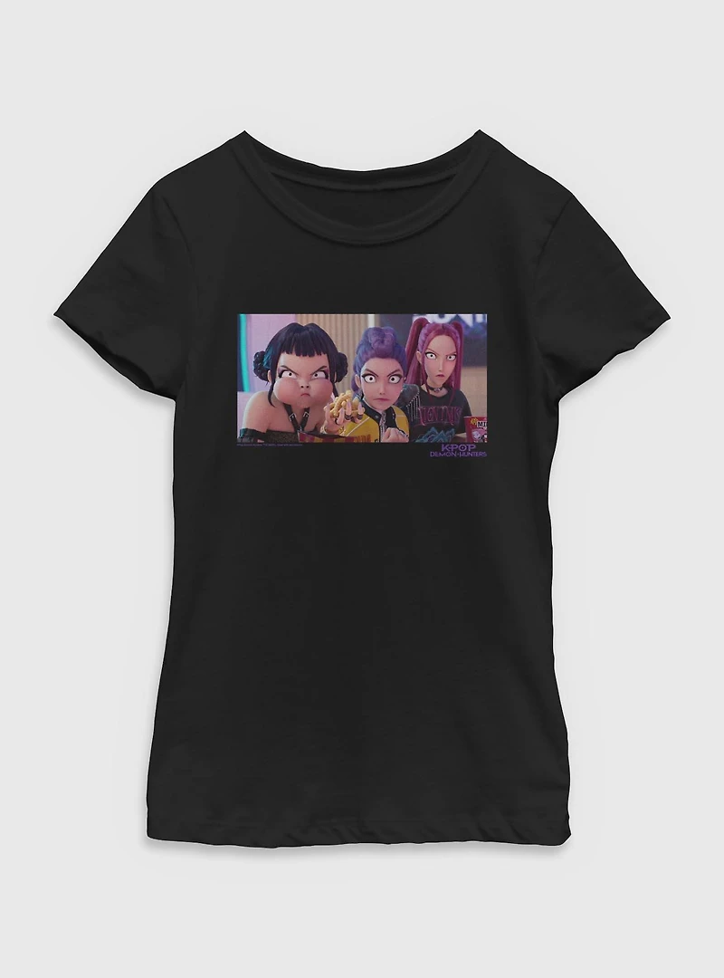KPop Demon Hunters Huntrix Angry Stares Youth Girls T-Shirt
