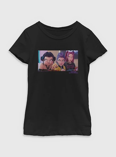 KPop Demon Hunters Huntrix Angry Stares Youth Girls T-Shirt
