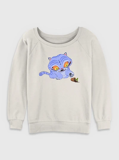 KPop Demon Hunters Chibi Derpy Tiger And Plant Womens Slouchy Sweatshirt