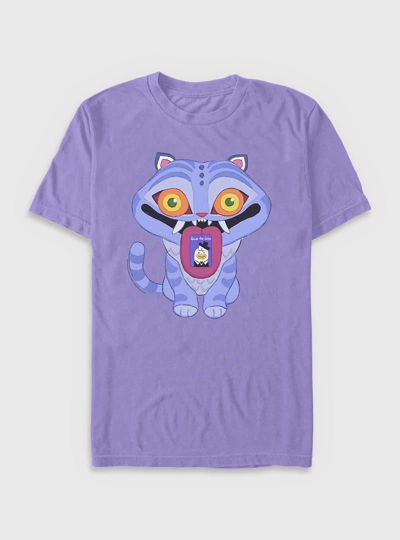 KPop Demon Hunters Chibi Derpy Tiger Save The Date Message Garment Dye T-Shirt