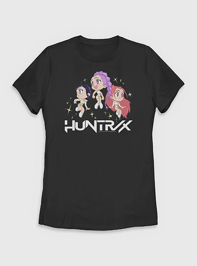 KPop Demon Hunters Chibi Huntrix Floating Stars Womens T-Shirt