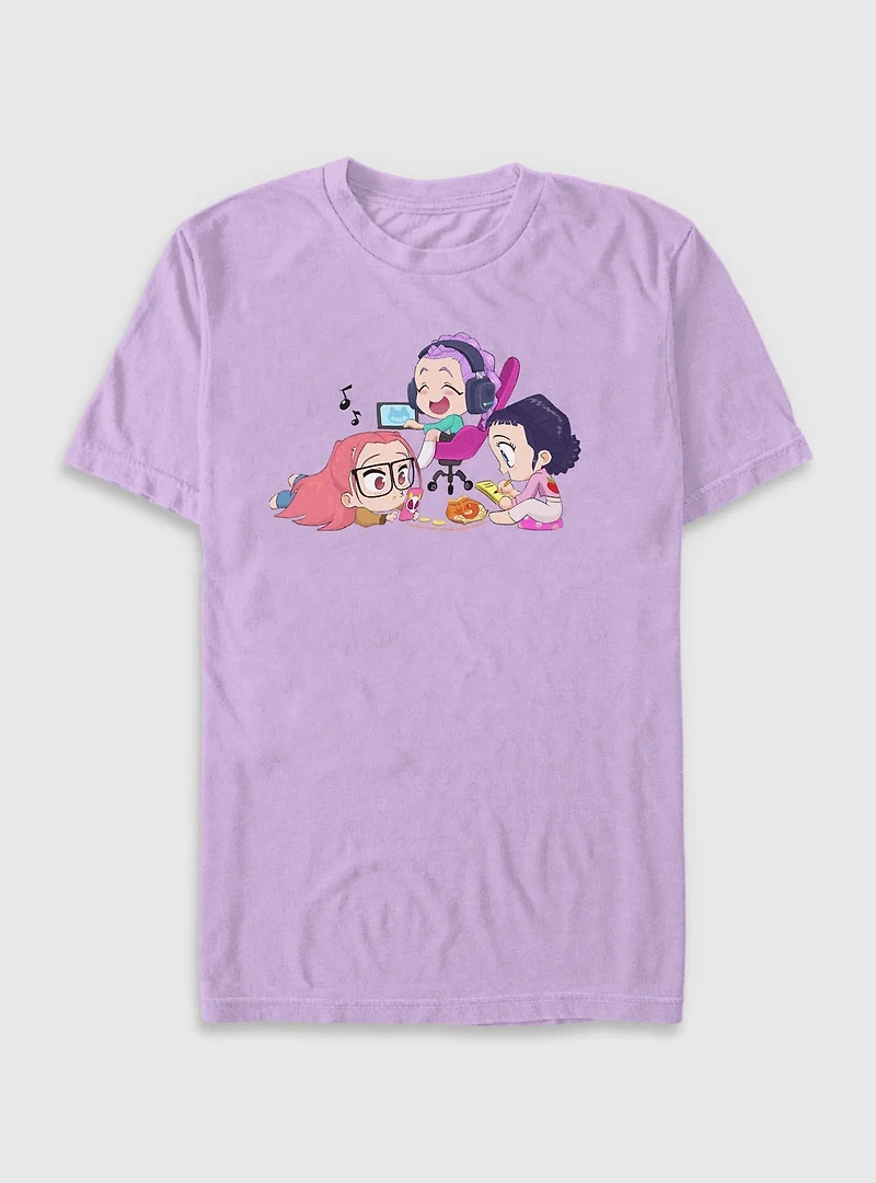 KPop Demon Hunters Chibi Huntrix Playing Garment Dye T-Shirt