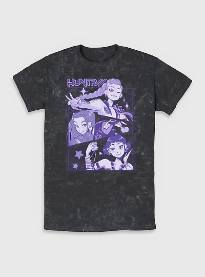 KPop Demon Hunters Huntrix Panels Mineral Wash T-Shirt