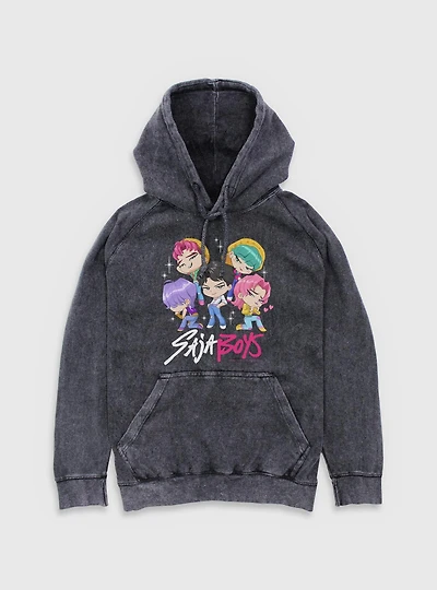 KPop Demon Hunters Chibi Saja Boys Group Mineral Wash Hoodie