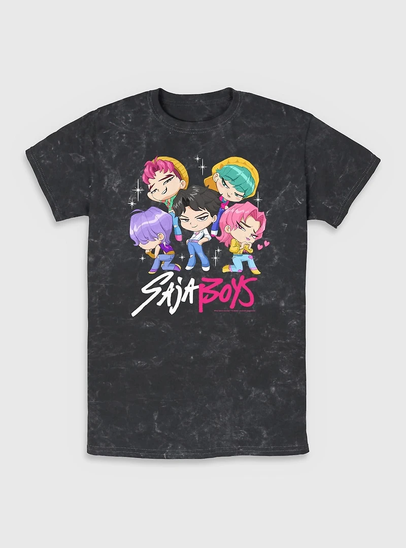 KPop Demon Hunters Chibi Saja Boys Group Mineral Wash T-Shirt