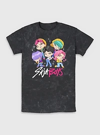 KPop Demon Hunters Chibi Saja Boys Group Mineral Wash T-Shirt