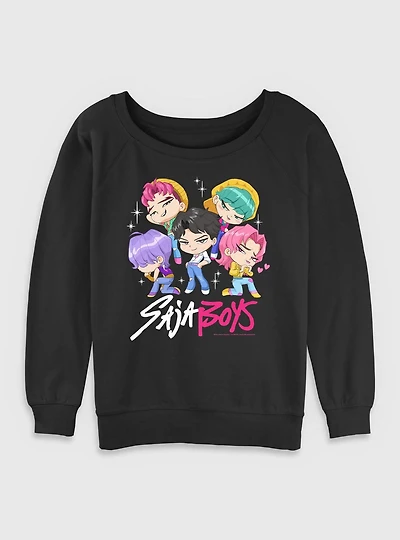 KPop Demon Hunters Chibi Saja Boys Group Womens Slouchy Sweatshirt