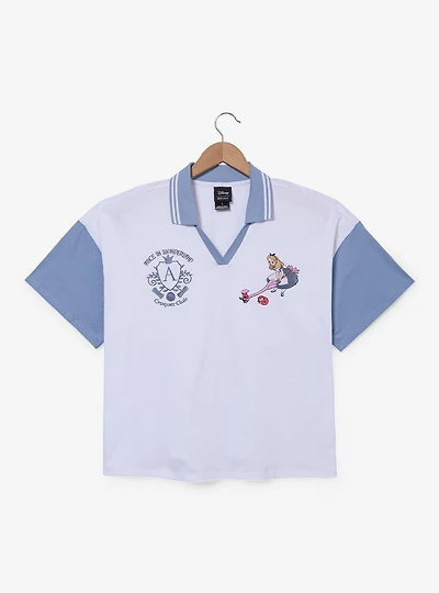Disney Alice Wonderland Croquet Club Women's Plus Cropped Polo T-Shirt - BoxLunch Exclusive