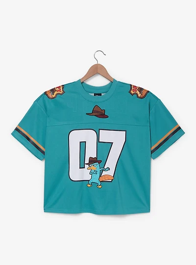 Disney Phineas & Ferb Perry Women's Plus Cropped Football Jersey — BoxLunch Exclusive