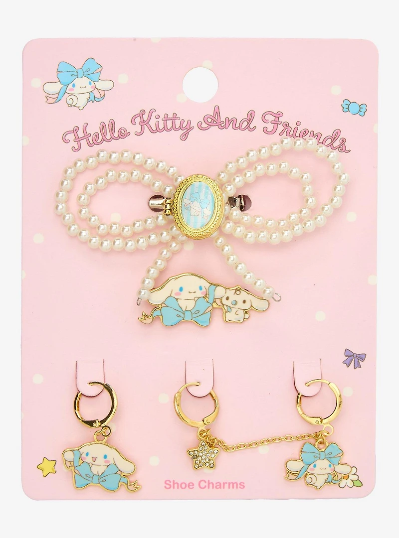 Sanrio Hello Kitty and Friends Cinnamoroll Pearl Bow Shoe Charm Set - BoxLunch Exclusive