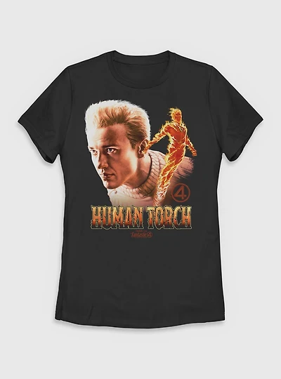 Marvel The Fantastic Four: First Steps Human Torch Johnny Storm Womens T-Shirt