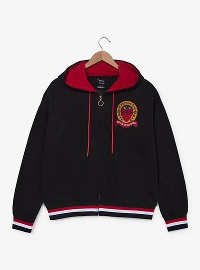 Disney Alice Wonderland Queen Of Hearts Red Rose Society Women's Plus Cropped Zippered Hoodie - BoxLunch Exclusive