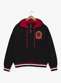 Disney Alice Wonderland Queen Of Hearts Red Rose Society Women's Plus Cropped Zippered Hoodie - BoxLunch Exclusive