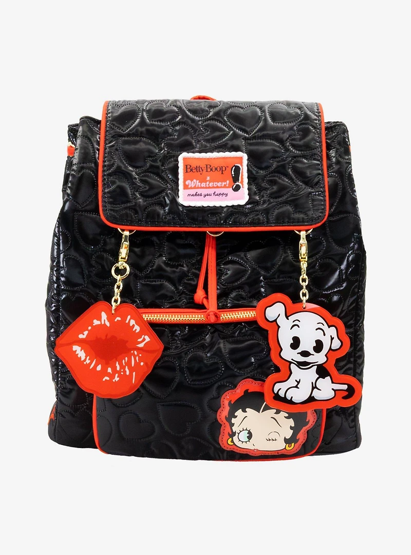 Whatever! Makes You Happy Betty Boop Quilted Heart Mini Backpack with Charms