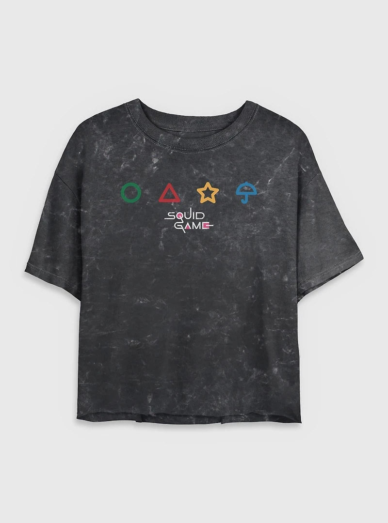 Squid Game Umbrella Womens Mineral Wash Crop T-Shirt