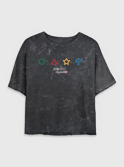 Squid Game Umbrella Womens Mineral Wash Crop T-Shirt