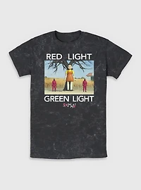 Squid Game Red Light Green Mineral Wash T-Shirt