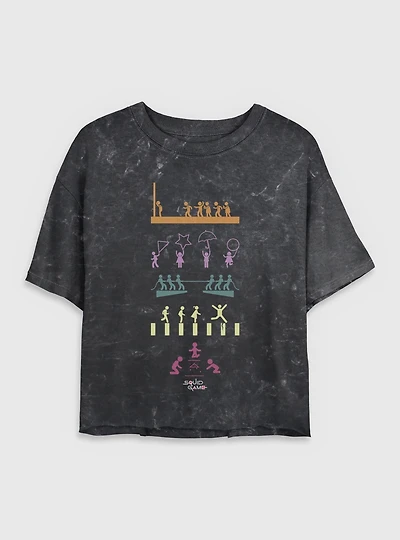 Squid Game Icons Womens Mineral Wash Crop T-Shirt