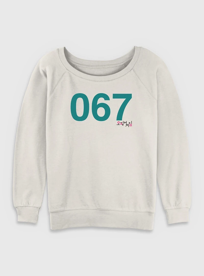 Squid Game Costume 067 Womens Slouchy Sweatshirt